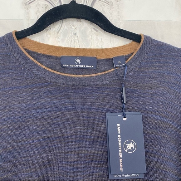 Hart Schaffner Marx Size XL Blue Wool Crew Neck Pullover Sweater Long Sleeve NEW - Picture 4 of 10